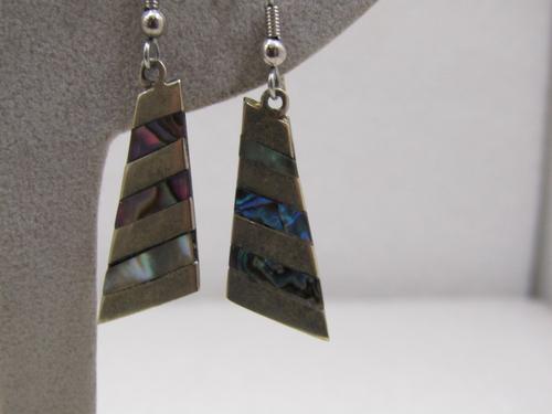 Vintage Mexican Alpaca Inlaid Abalone Earrings (1 of 5)