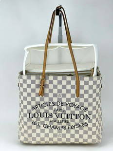 Louis Vuitton Tote Bag Damier Azur Cabas MM Adventure MM Shoulder Hand Bag A937: SKU A937 0222 Pre-Owned 100% Authentic LOUIS VUITTON Cabas MM Adventure Damier Azur W/Added Insert to help Organize and keep bag's shape RATING: B...Very Good, well maintained, shows minor signs of