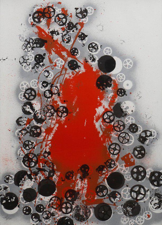 Fernandez Arman (1928-2005) - Composition with violin and gears (1 of 2)