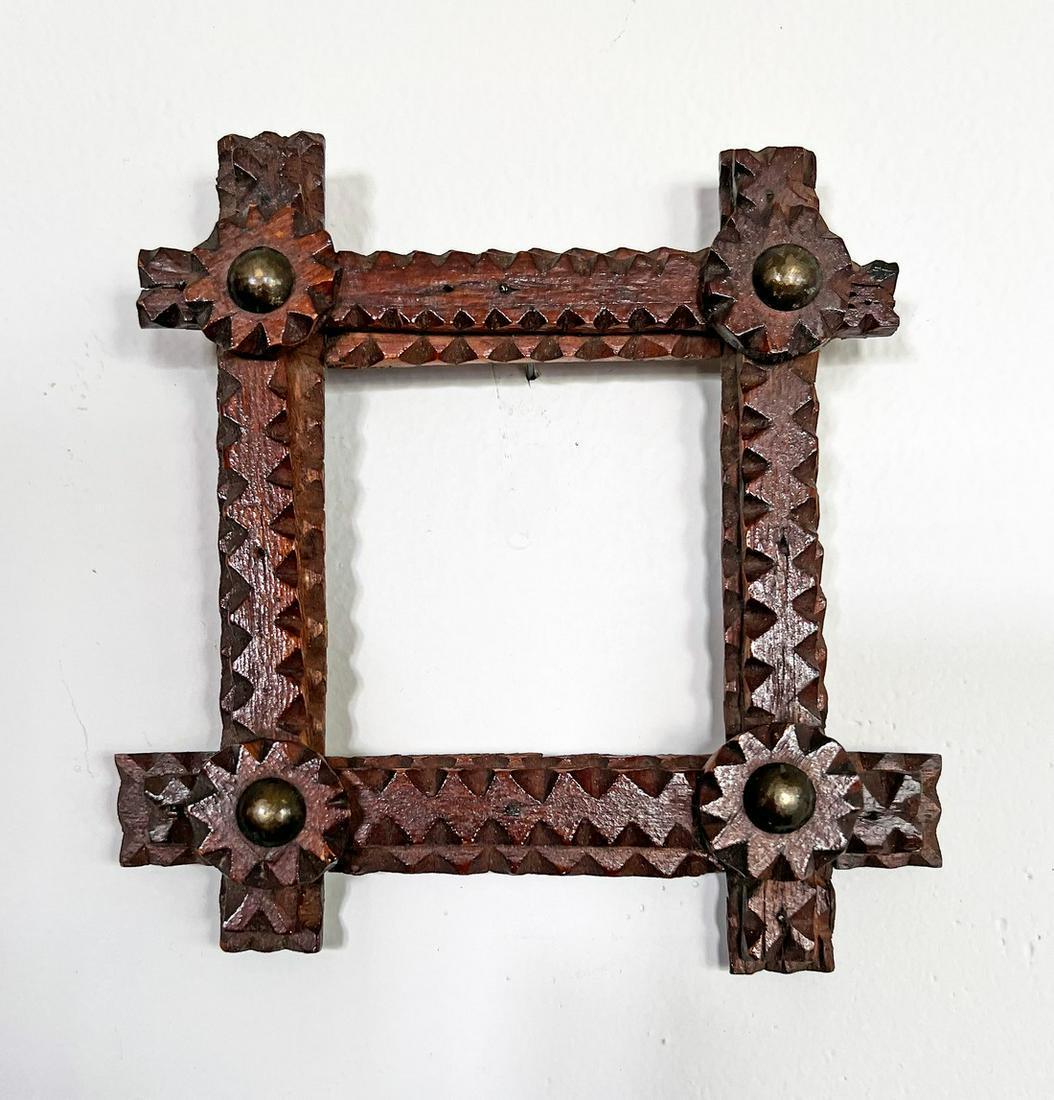 Cross Cornered Tramp Art Frame (1 of 1)