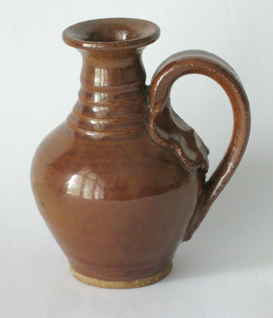 Miniature Redware Jug Signed "Chandry" (1 of 3)