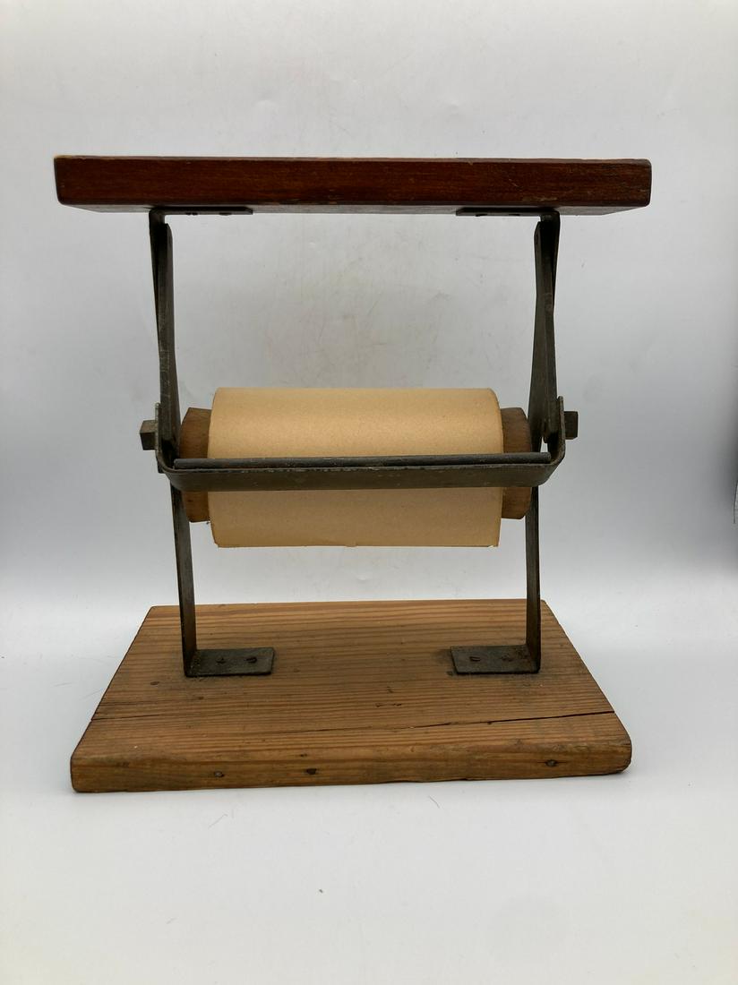 ANTIQUE MERCHANTILE ROLL PAPER BUTCHER WRAPPING PAPER HOLDER CUTTER (1 of 7)