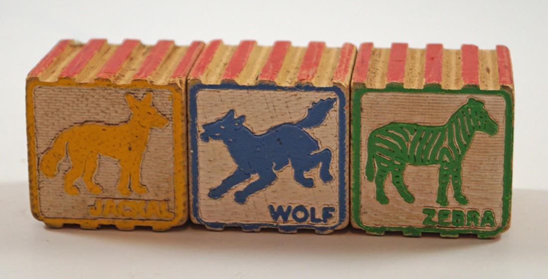 Antique Children's Alphabet Blocks Zebra, Wolf (1 of 4)