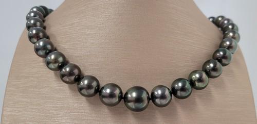 Large 10x13.5mm Lustrous Peacock Tahitian Pearls - Necklace (1 of 9)