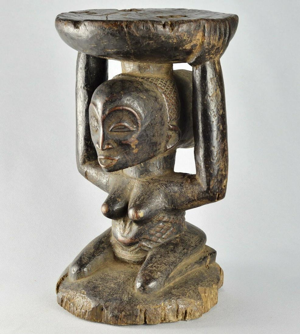 LUBA superb cariatid stool old tabouret Congo African Tribal Art 1411 (1 of 12)
