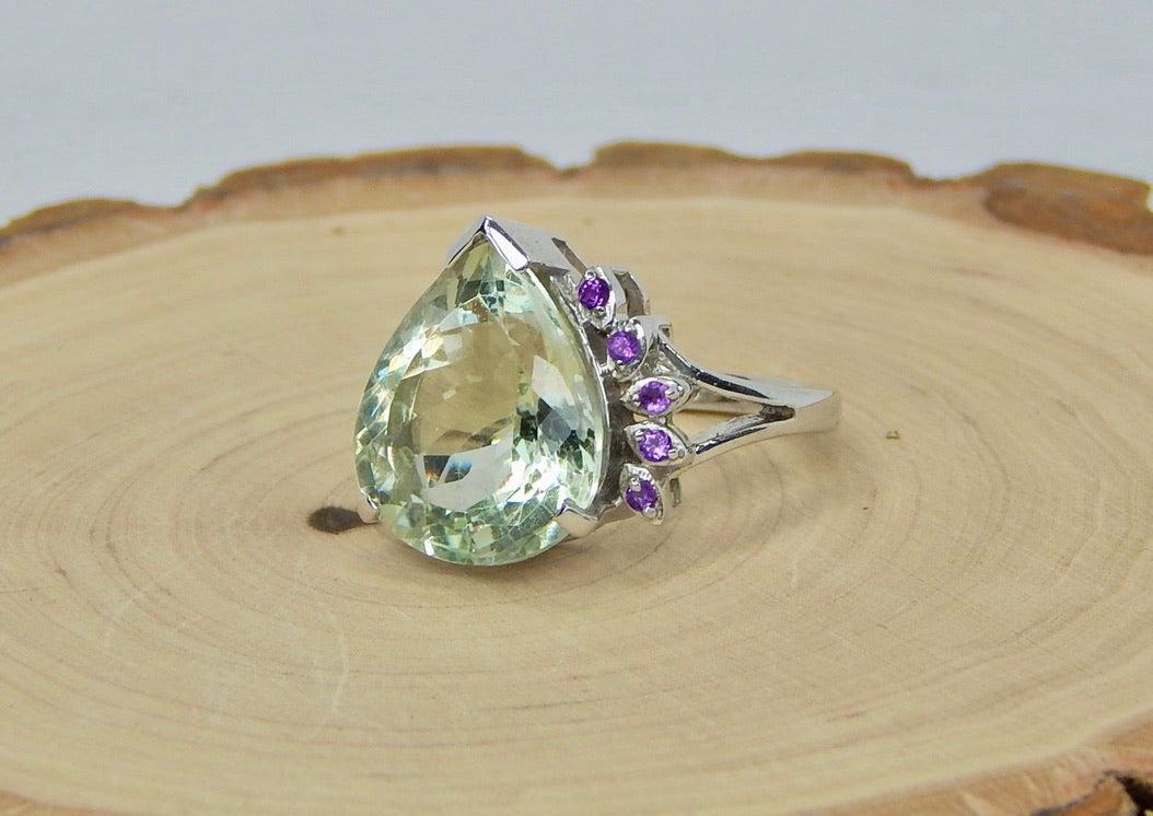Natural Green and Purple Amethyst Cocktail Ring in 925 Silver (1 of 11)