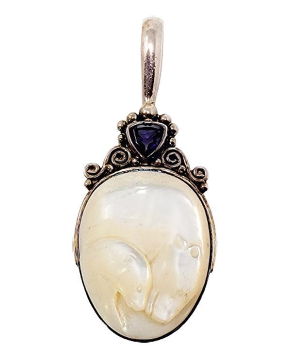 Vintage Sajen 925 Silver Mother of Pearl Polar Bear Cub Pendant (1 of 9)