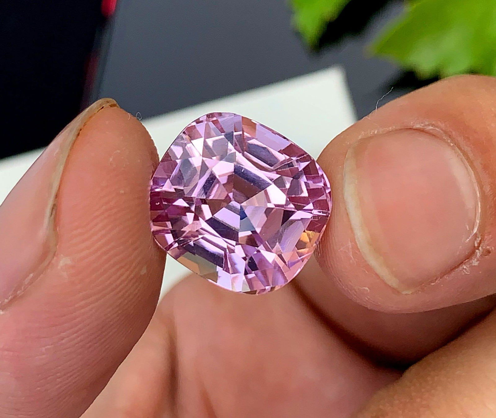 Natural Pink Kunzite Loose Gemstone, Faceted Cushion Shape Kunzite, Fine Cut For Jewelry , Kunzite (1 of 5)