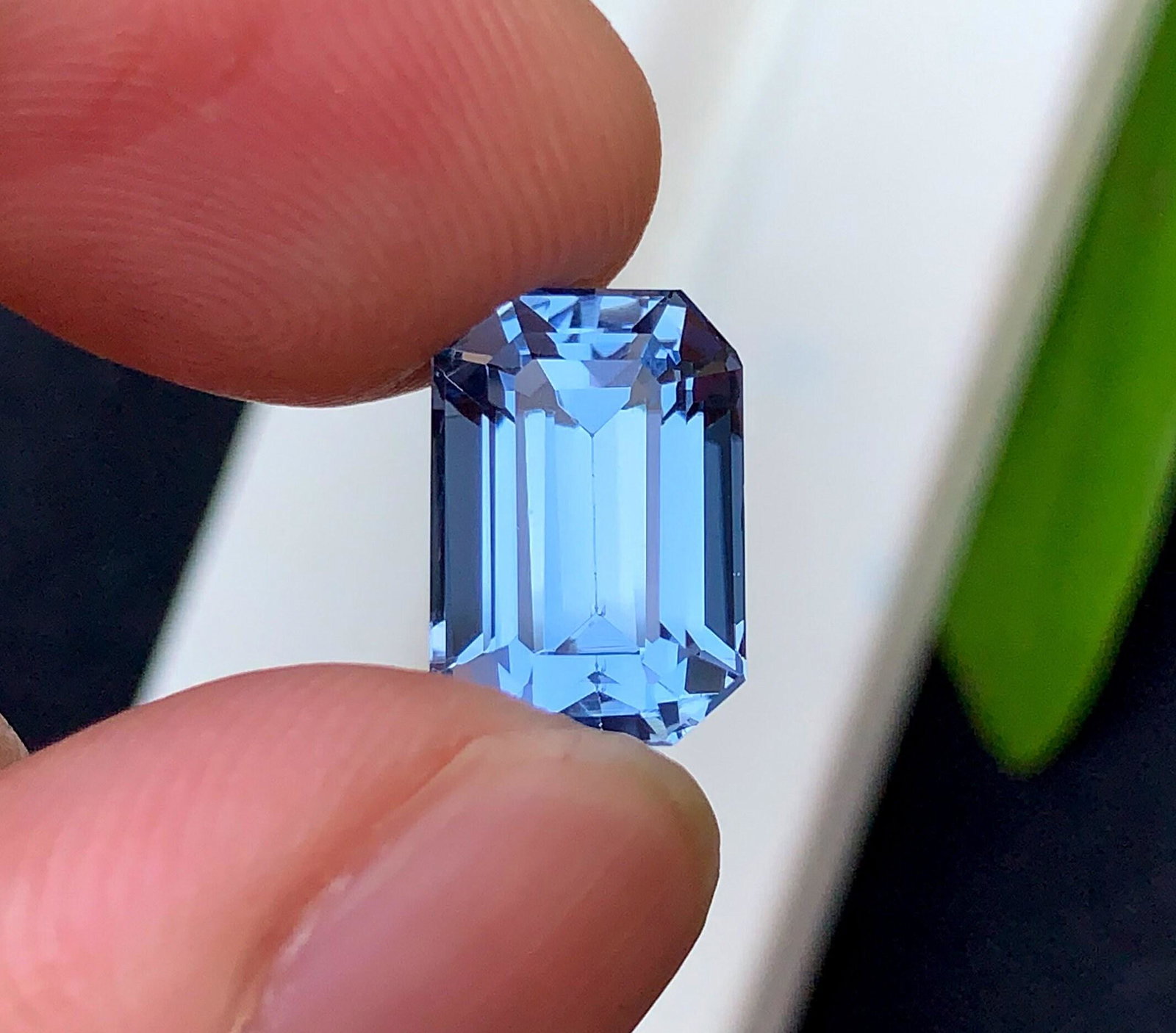 Santa Maria Color Aquamarine Beryl Gemstone , Top Color Emerald Cut Aquamarine Gemstone From Minas: Materials: Gem type: Aquamarine Carat weight: 5.80 Description Presenting here is a santa maria blue color natural aquamarine gemstone. Deep Blue Aquamarines are very rare aquamarines. This Aquamarine