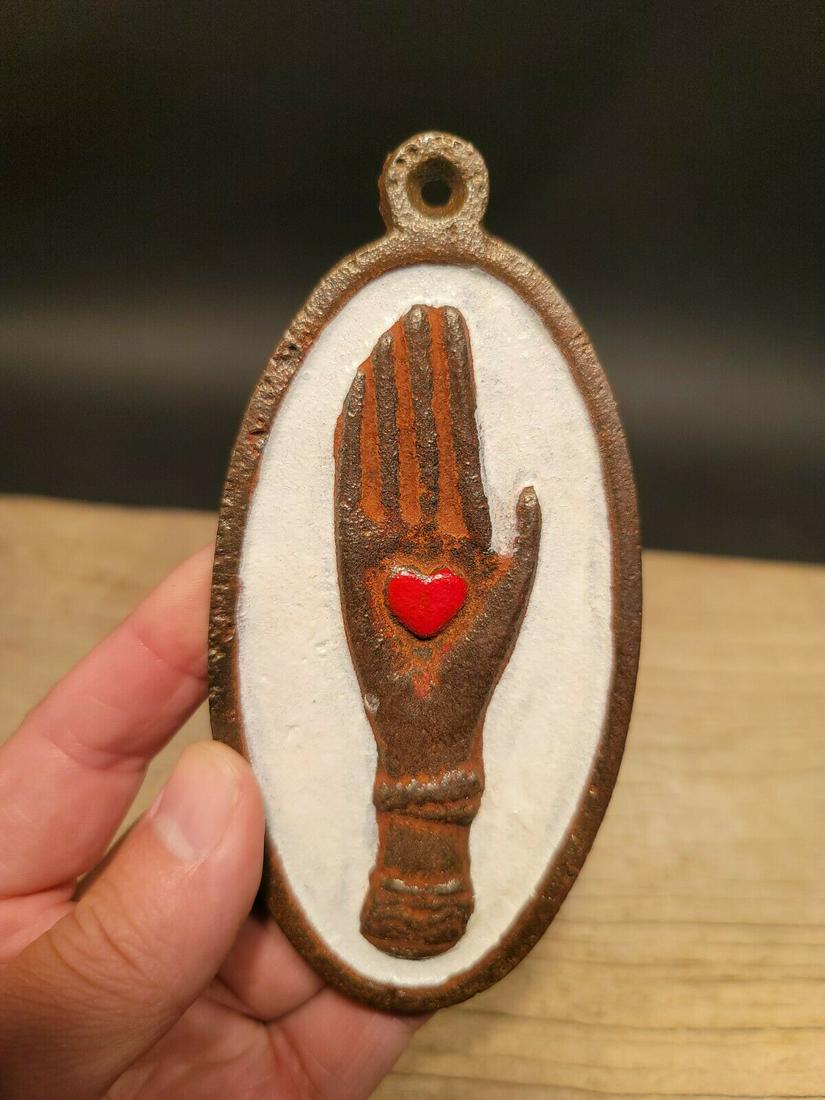 Cast Iron Heart in Hand Odd Fellows Plaque Sign (1 of 12)