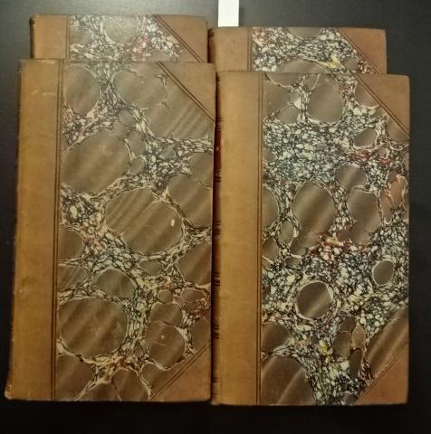 1818 Fine Bindings Tales of My Landlord: Set of four volumes "Tales of My Landlord, Second Series", by Walter Scott and arranged by Jedediah Cleishbotham, printed at Edinburgh for Archibald Constable and Co. 1818. Volumes are complete except