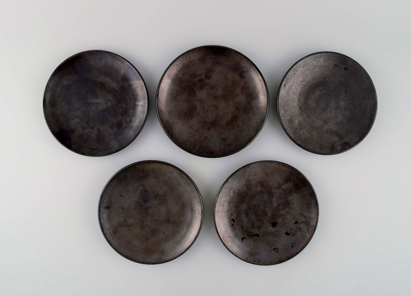 Suzanne Ramie (1905-1974) for Atelier Madoura. Five unique plates in glazed stoneware. Beautiful (1 of 6)