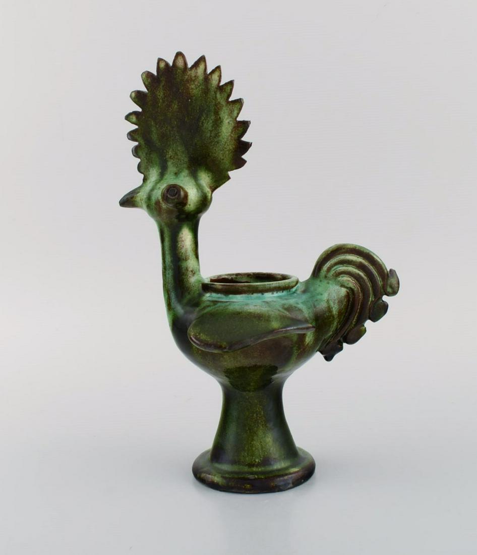 European studio ceramicist. Unique bird in glazed stoneware. Beautiful glaze in shades of green. (1 of 8)
