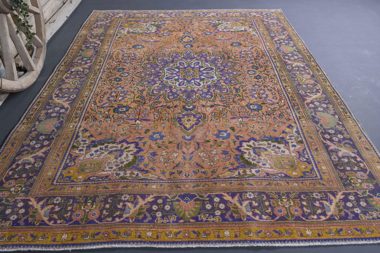 6.4x9.5 Turkish Rug, Antique Rugs: Title: 6.4x9.5 Turkish Rug, Antique Rugs Date/Period: 1960 - 1970 Origin: Turkey Dimension: 6.4x9.5 feet ▕ 195x290=566 cm2 Materials: Wool and Cotton Provenance: This one-of-a-kind Persian Vinta