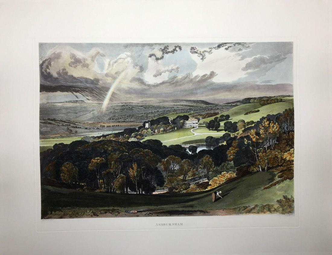 Ashburnham - artist: I.M.W. Turner, Vintage Color Engraving/Etching I.C. Stadler (1 of 3)