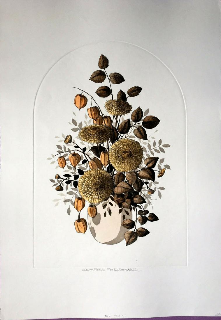 Autumn Flowers 38/150 by: Kathleen Caddick color Engraving (1 of 4)