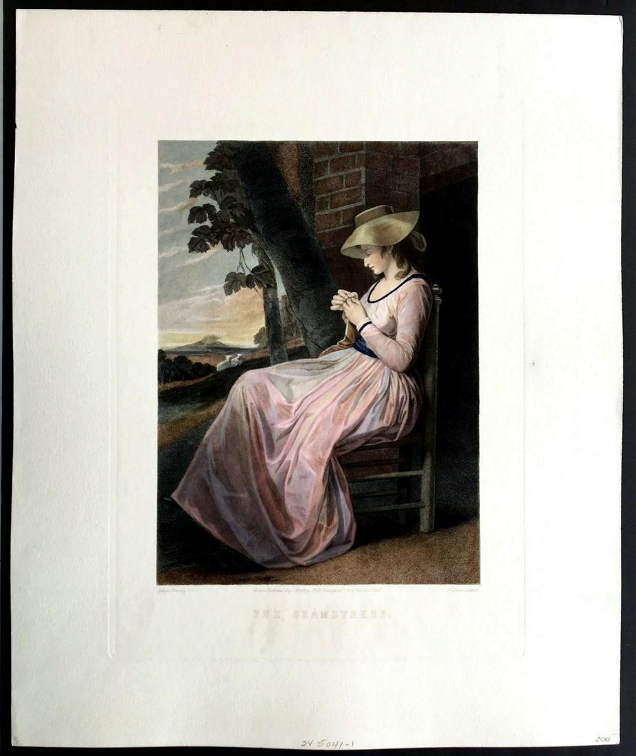 The Seamstress - Artist: George Romney - Engraver: J. Brown: The Seamstress Published 1882 Artist: George Romney Engraved by: J. Brown Image Plate Size: 18" x 13" Paper Size: 23" x 19" Retail: $125.00 *Make Offer* This is a Retirement Sale Reserve: $35.00