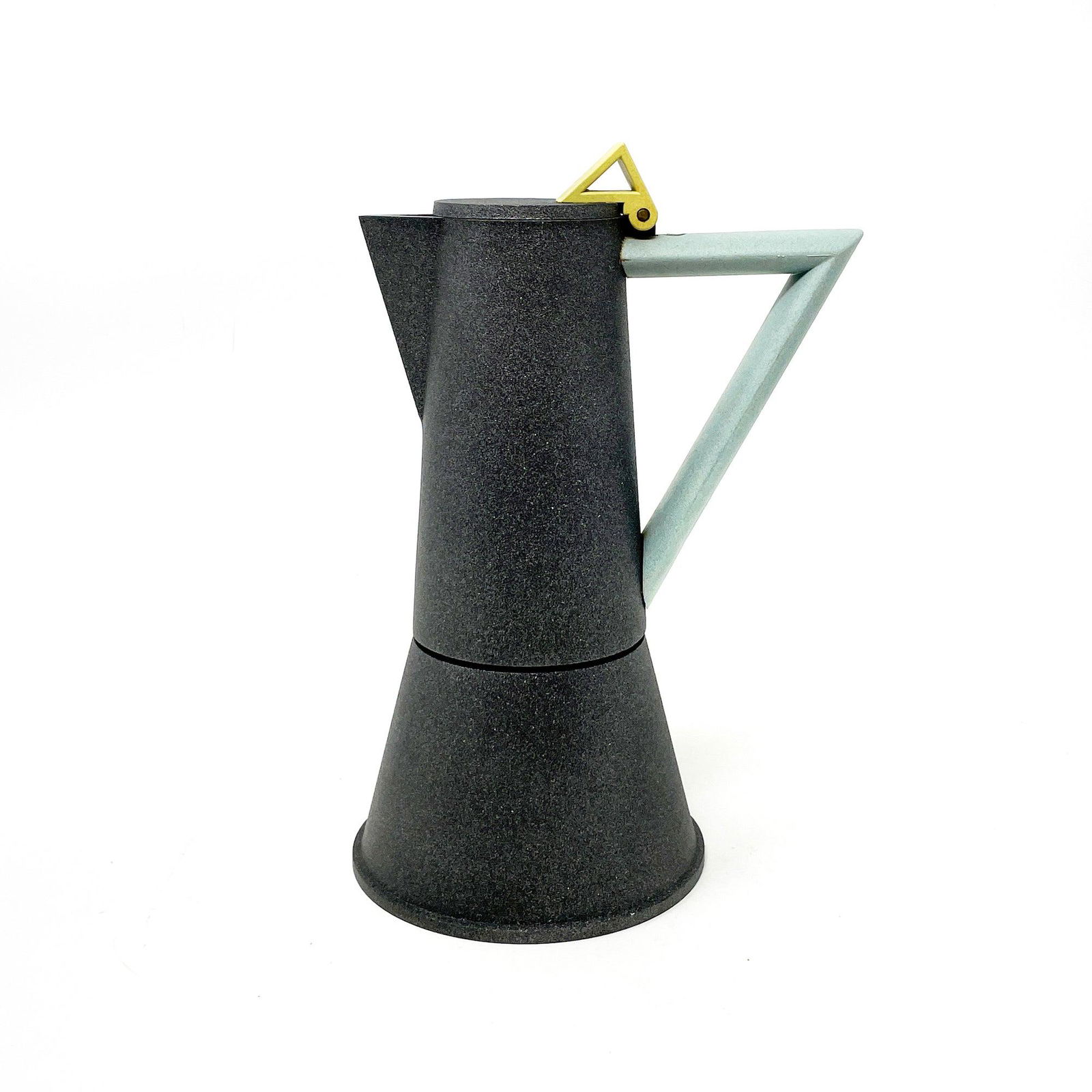 Postmodern Espresso Pot by Ettore Sottsass for Lagostina: A quintessentially postmodern espresso pot/coffee maker designed by the Memphis Milano master, Ettore Sottsass, for Lagostina in the 1980s. From Lagostina's Accademia line, this rare piece was made in