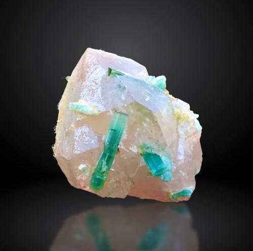 147 Carats Amazingly Damage Free Emerald Green Color Tourmaline Crystal Attach on A Beautiful (1 of 4)