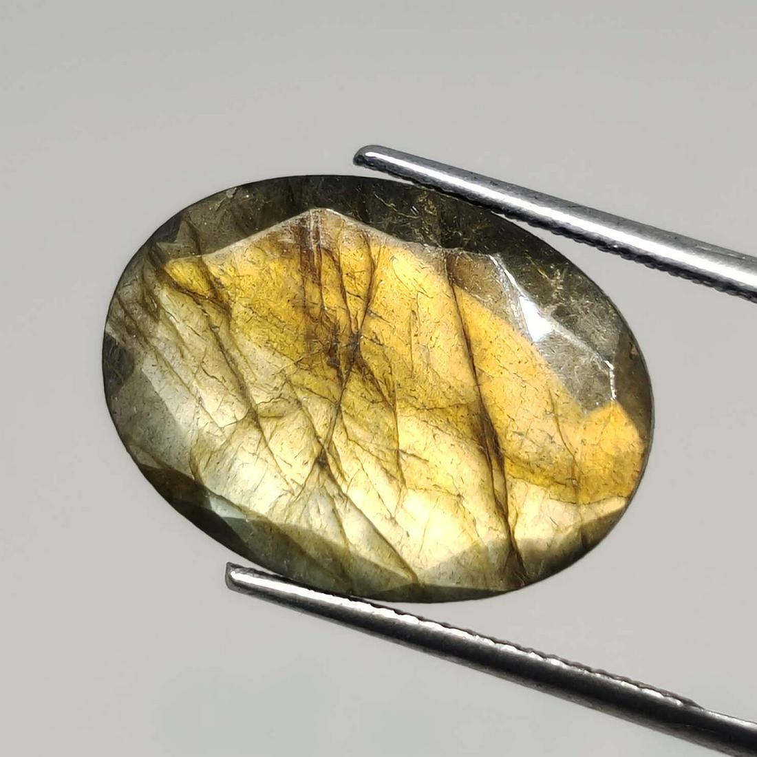 9.20 ct Natural Faceted Labradorite: No Reserve! Title: 9.20 ct Natural Faceted Labradorite Description: Gemstones: Labradorite Carat Weights: 9.20 ct Size/Dimensions: 18 x 13 x 6 mm Origin : India Gemstone: Labradorite,Stone Shipping:<
