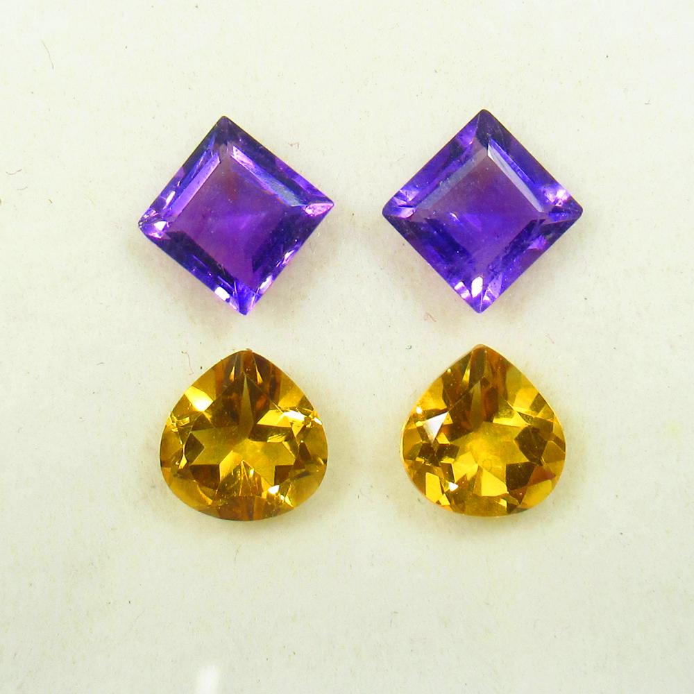 4.46 Ctw Natural Amethyst , Citrine Earring Set (1 of 3)