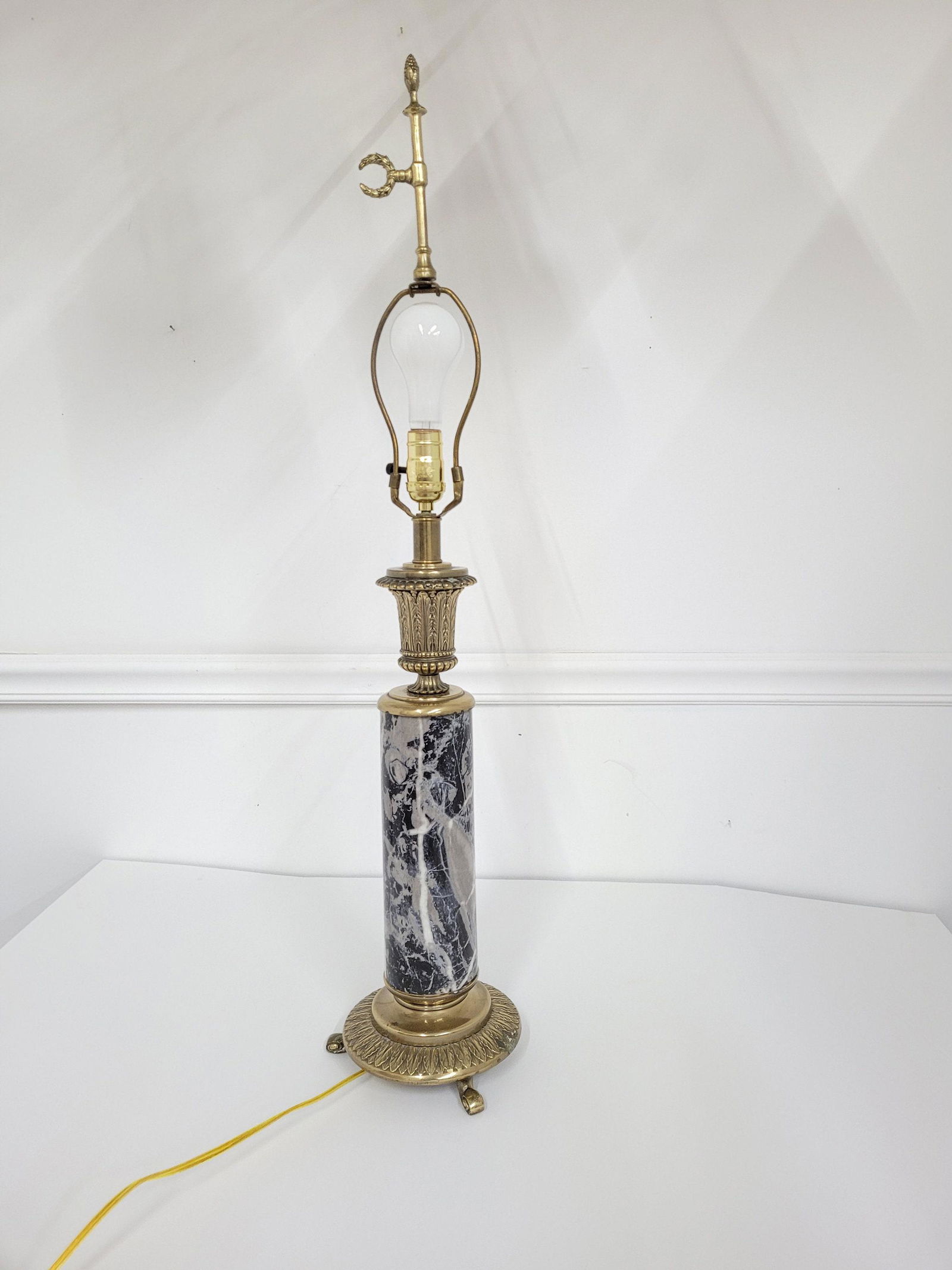 Vintage Frederick Cooper Brass Marble Table Lamp Column: Vintage from the 1990s Materials: brass, metal Width: 7 inches Height: 35.5 inches Depth: 7 inches Description Vintage Frederick Cooper Table Lamp Brass and Marble In very good working condition only