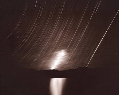 LINDA CONNOR - Moonrise, Clouds & Star Trails, India: Artist: Linda Connor Title: Moonrise, Clouds & Star Trails, Lake Tsomoriri, Ladakh, India, 1998 Medium: Photo Litho, 2008, China Dimensions: 9.3x7.45" Description: Heat Wax Mounted on 11x14" Conservat