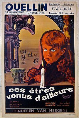 CHILDREN OF THE DAMNED - ORIGINAL 1964 BELGIAN POSTER - SCARY CHILD W/ RAT ART!!: CHILDREN OF THE DAMNED - ORIGINAL 1964 BELGIAN POSTER - SCARY CHILD W/ RAT ART!! Original 1964 Belgian Advertising poster (14" x 21 1/4") Scary R. Detheux artwork!! Poster has fold lines, 1 inch