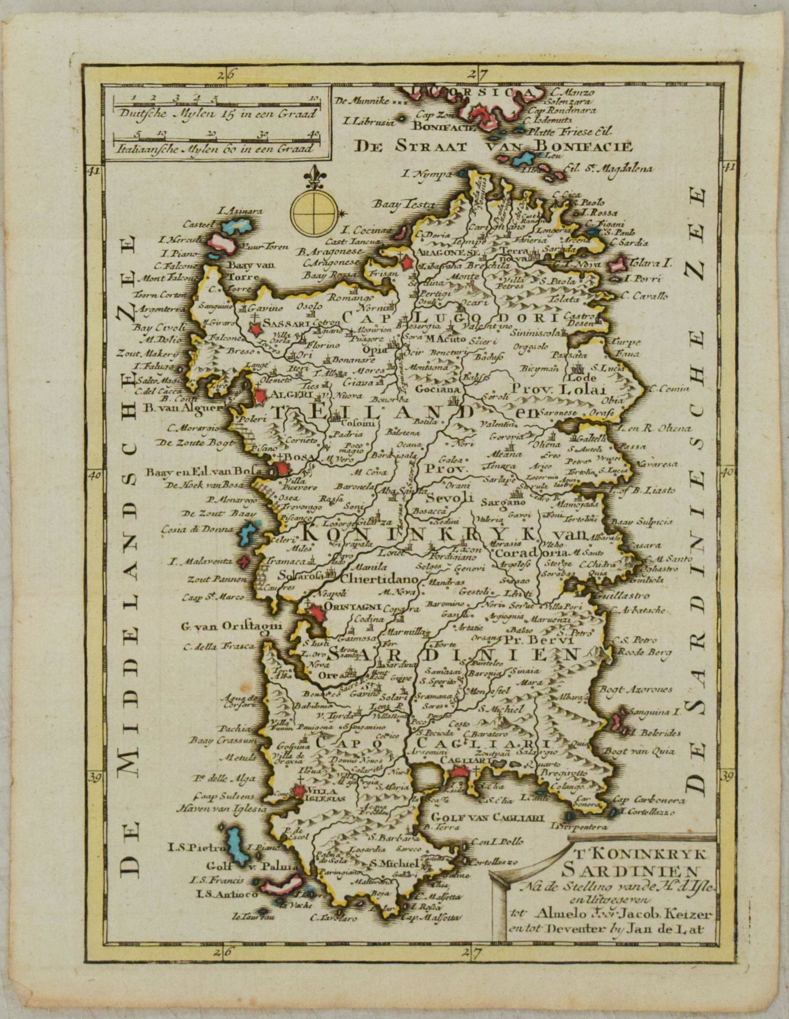 1787 de Leth Map of Sardinia -- T Koninkryk Sardinien… (1 of 1)