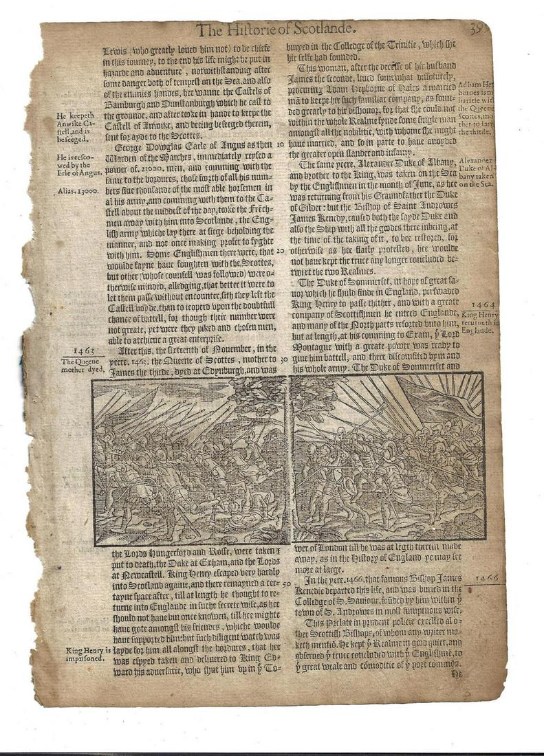 1577 Holinshed Leaf Death of Queen of Scots (1 of 2)