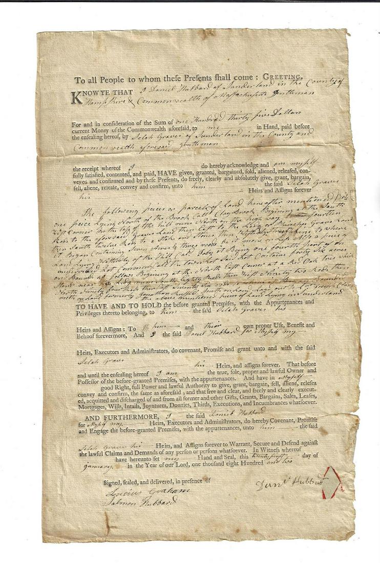1802 Massachusetts Deed Graves Family (1 of 1)