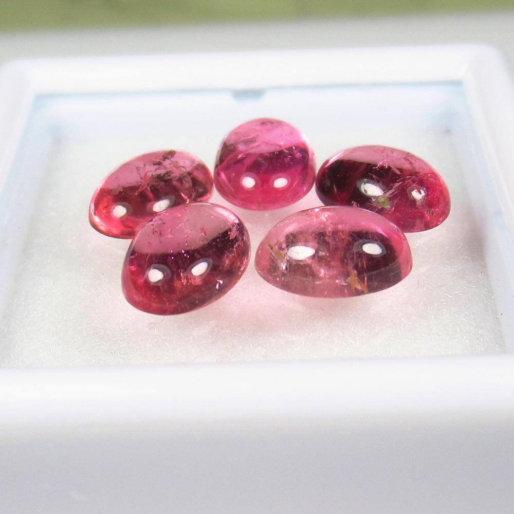 Natural Tourmaline Set - 3.61 Ct: No Reserve! Title: Natural Tourmaline Set - 3.61 Ct Origin: Mozambique Weight: 3.61 Size/Dimensions: 7 x 5 - 7.1 x 5.1 mm Additional Information: Pieces : 5 No's / Shape : Oval Cab / Color : Pink / Cl