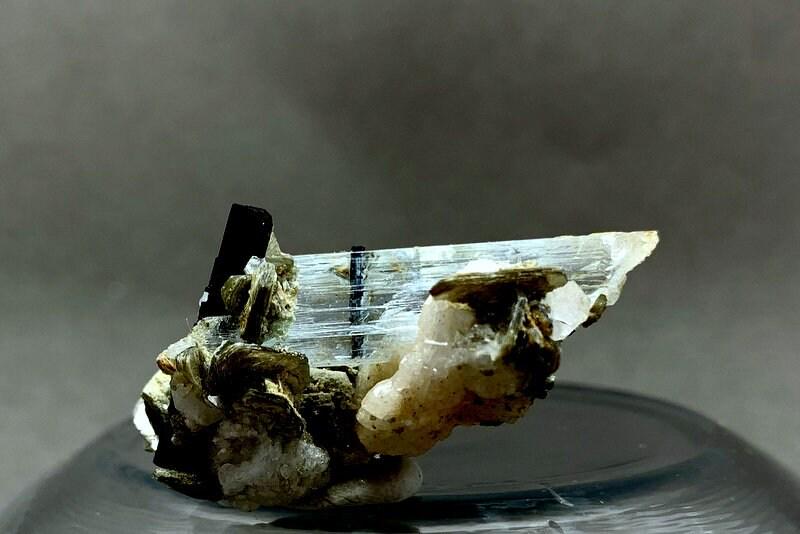 10 Grams Very Beautiful Natural damagfree Aquamarine Crystal with Black Tourmaline and muscovite (1 of 10)