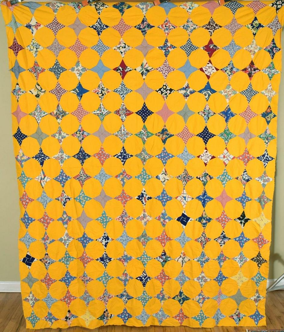 30's Hummingbird Quilt Top, Cheddar Ground (1 of 11)
