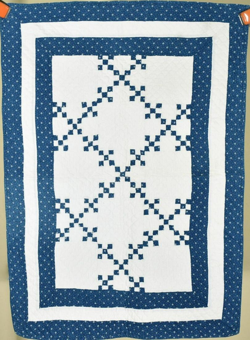 1880's Indigo Blue Crib Quilt, Tiny Pieces! (1 of 7)