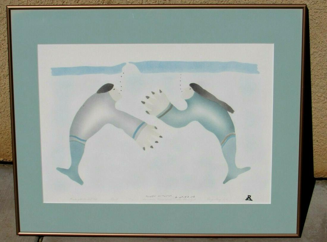 Ananaisie Alikatuktuk S/N Stencil #27/50 Meeting at the Seal Hole Inuit Art 1999 (1 of 6)