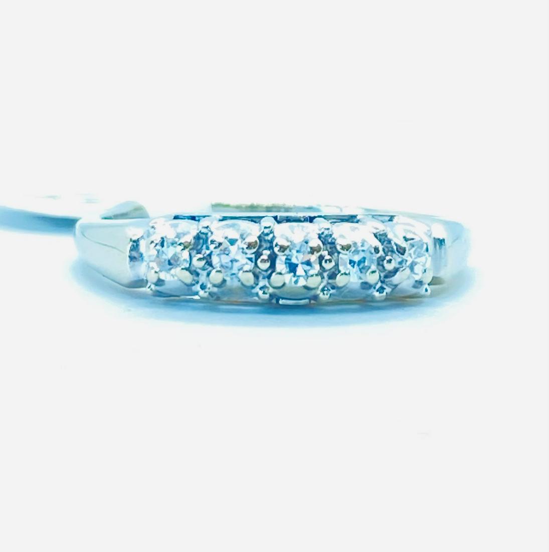 Vintage 14 K white gold five stone diamond wedding band: Title: Vintage 14 K white gold five stone diamond wedding band Additional Information: Vintage from the 1950s Materials: White gold Gemstone: Diamond Style: Mid-century Description Solid 14k white gol