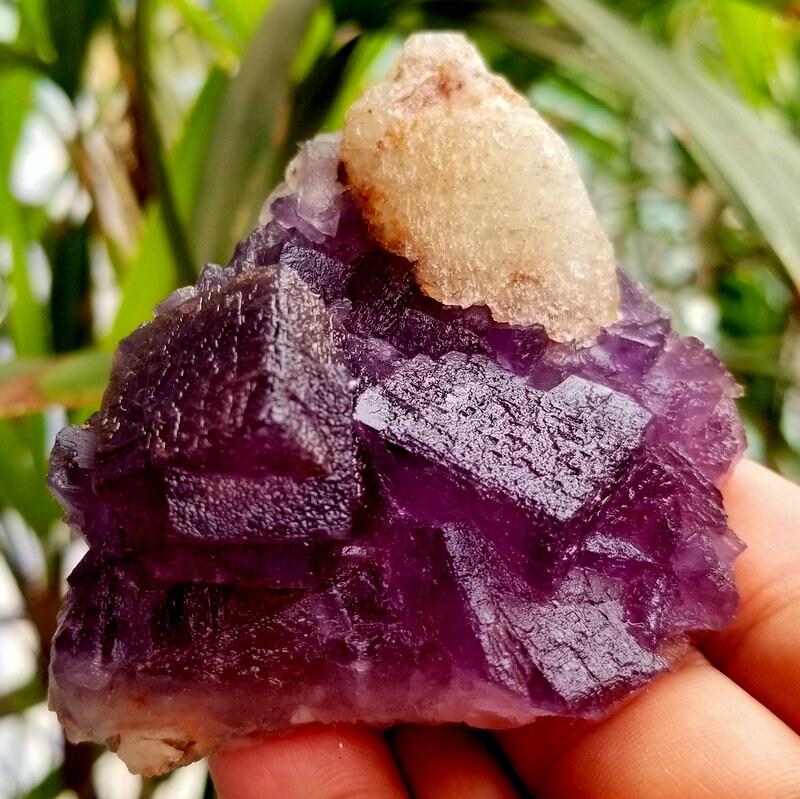213 Gram Beautiful Purpal Flourite with Calcite Specimen From Baluchistan (1 of 10)
