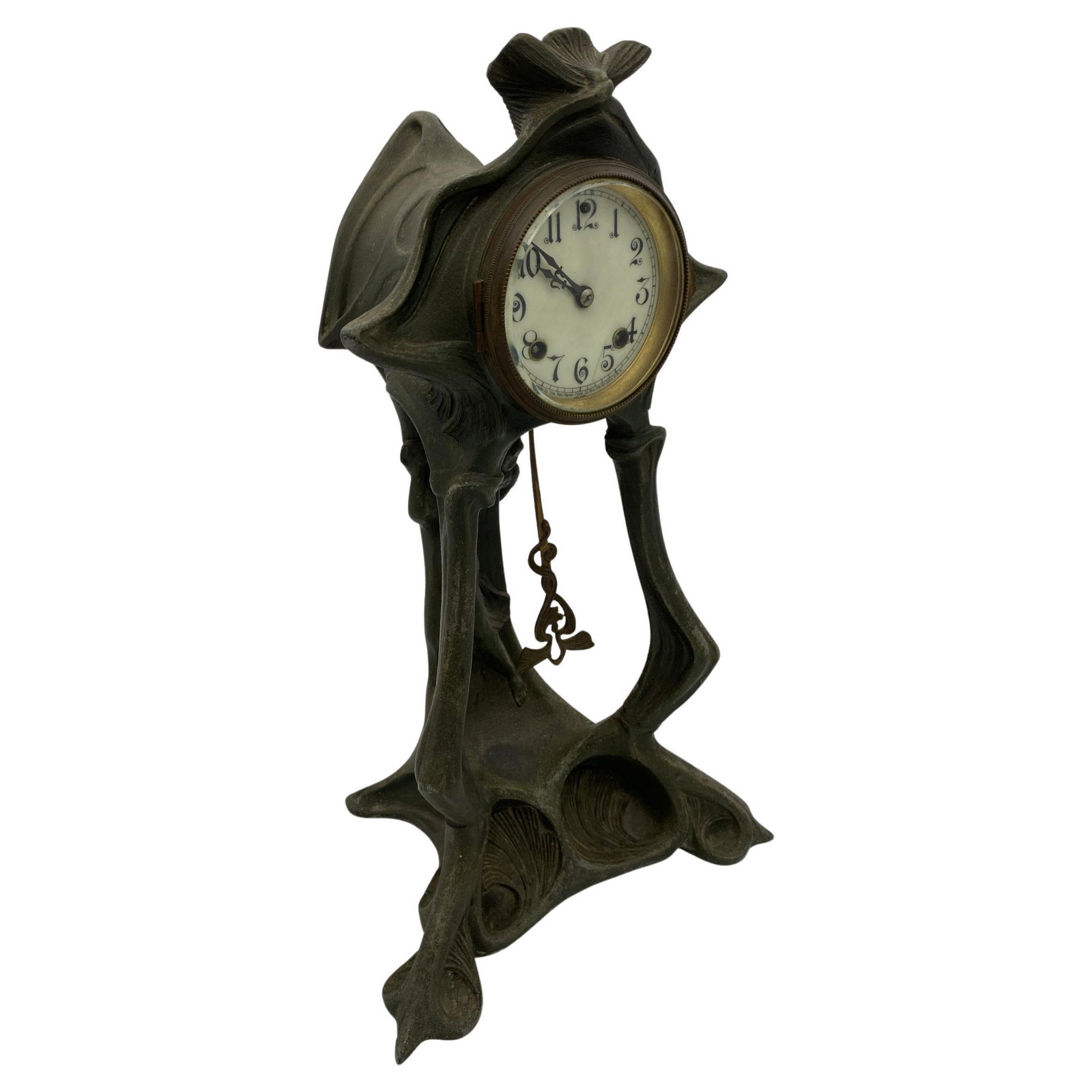 Art Nouveau Bronze and Iron Mantle Clock New Haven Clock Company (1 of 11)