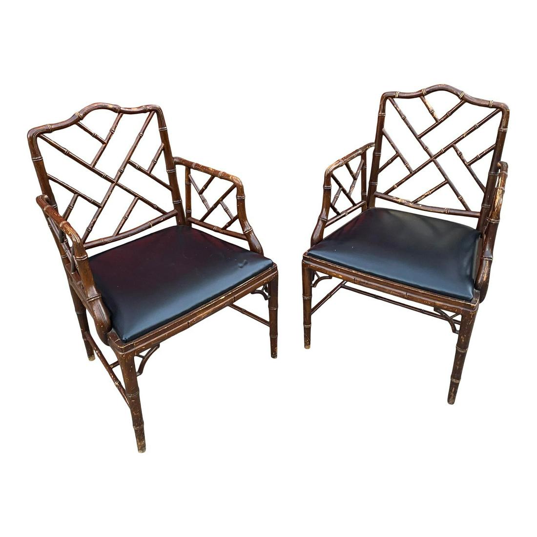 1960s Vintage Chinoiserie Chippendale Style Chairs - a Pair: Chinoiserie chippendale style seats with faux bamboo and cane seating! Beautiful chairs and great find! Please check out my other listings! DIMENSIONS: 23"W x 23"D x 36"H STYLES: Chinoiserie Chippenda