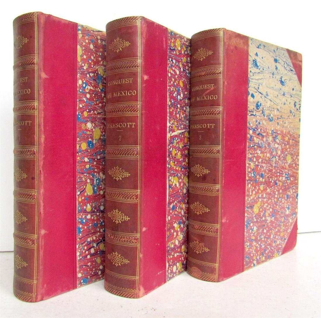 1873 HISTORY of CONQUEST of MEXICO by WILLIAM PRESCOTT 3 VOLUMES ANTIQUE: HISTORY of CONQUEST of MEXICO by WILLIAM PRESCOTT Philadelphia, J.B. Lippincott Company; 1873 3 VOLUMES Very good condition, minor wear of the bindings Text in English Size 5 by 7 1/4" Reserve: $49.00