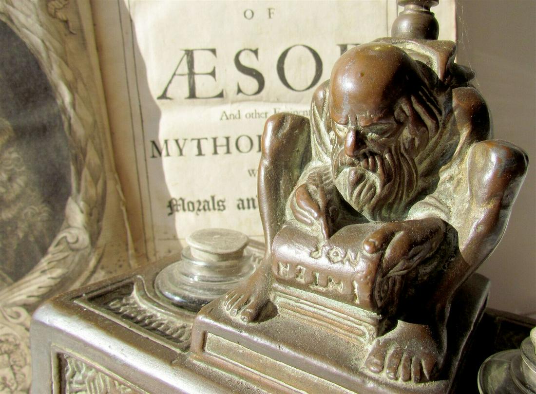 1694 Fables of Aesop and Other Eminent Mythologists ANTIQUE FOLIO in ENGLISH: Fables of Aesop and Other Eminent Mythologists 2nd edition translated by Roger L'Estrange Printed for R. Sare et al, London; 1694 Folio: 8 by 13" 476 pages Original panelled calf, with frontis portrai