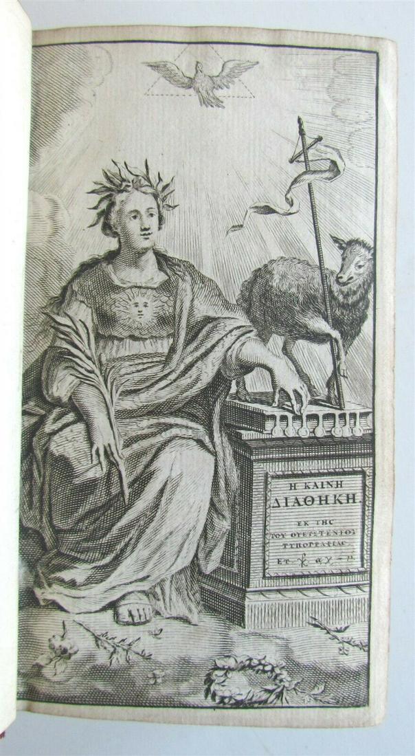 BIBLE 1698 NEW TESTAMENT in GREEK w/ 1701 OLD TESTAMENT in HEBREW antique MAPS: 1698 NEW TESTAMENT in GREEK bound with 1701 OLD TESTAMENT in HEBREW Greek Bible, New Testament Novum Testamentum, in quo tum selecti versiculi 1900 ... auctore Johanne Leusden... Amsterdam, 1698 engra