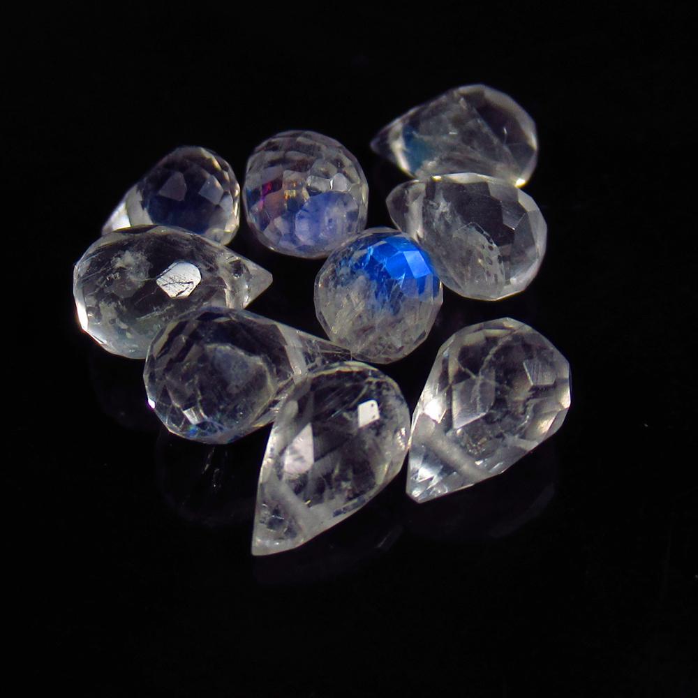 6.10 Ctw Natural 9 Blue Moonstone Pear Drop Beads: No Reserve! Title: 6.10 Ctw Natural 9 Blue Moonstone Pear Drop Beads Stone Clarity: Translucent Gemstones: Natural Moonstone Beads Carat Weights: 6.1 Size/Dimensions: 5.3x3.6 - 6.7x4.5 mm / 9 Pc's Add