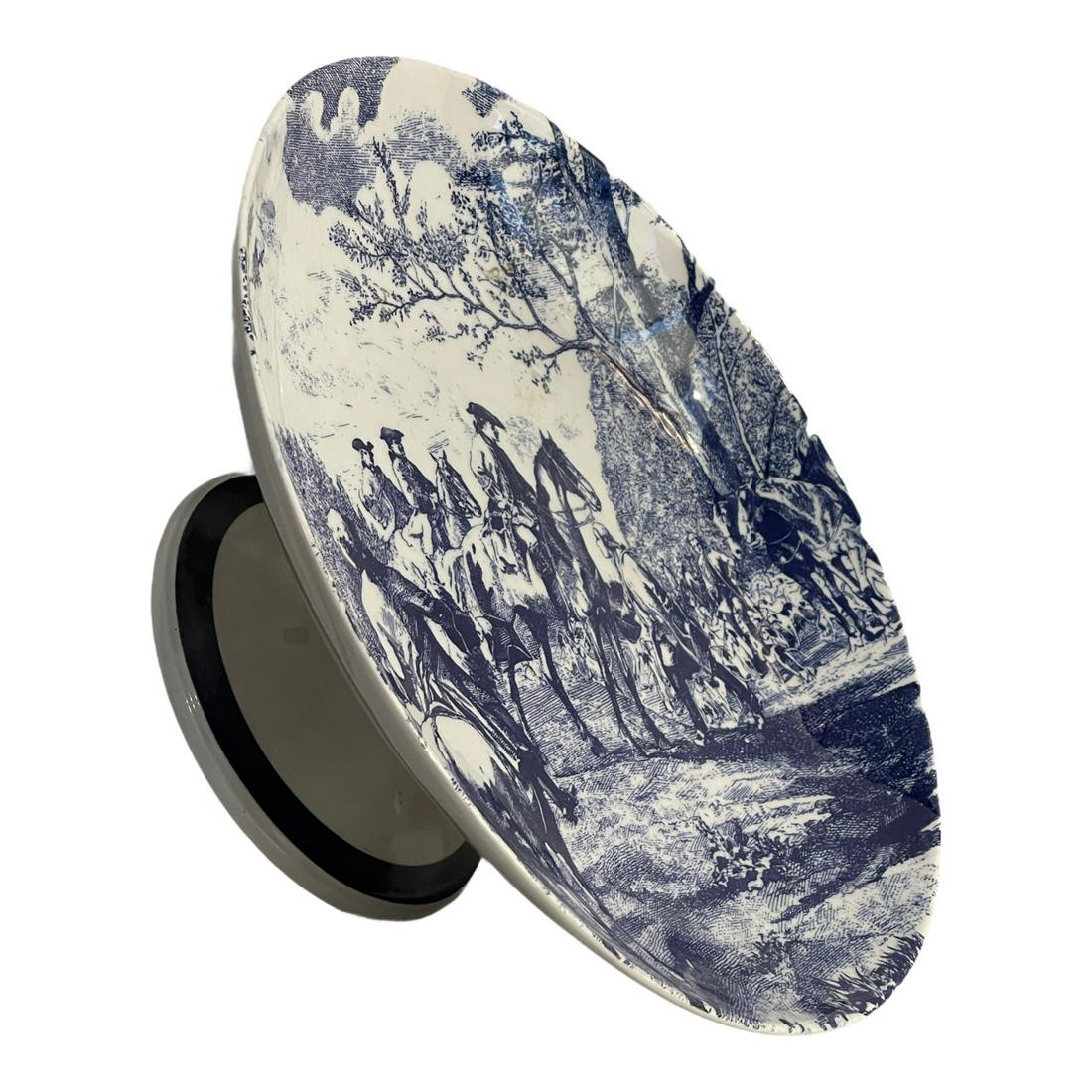 Ceramic table lift, blue decoration on a white background, era of the 20th century: Title: Ceramic table lift, blue decoration on a white background, era of the 20th century Description: Ceramic table lift, blue decoration on a white background, 20th century era, silver series brand,