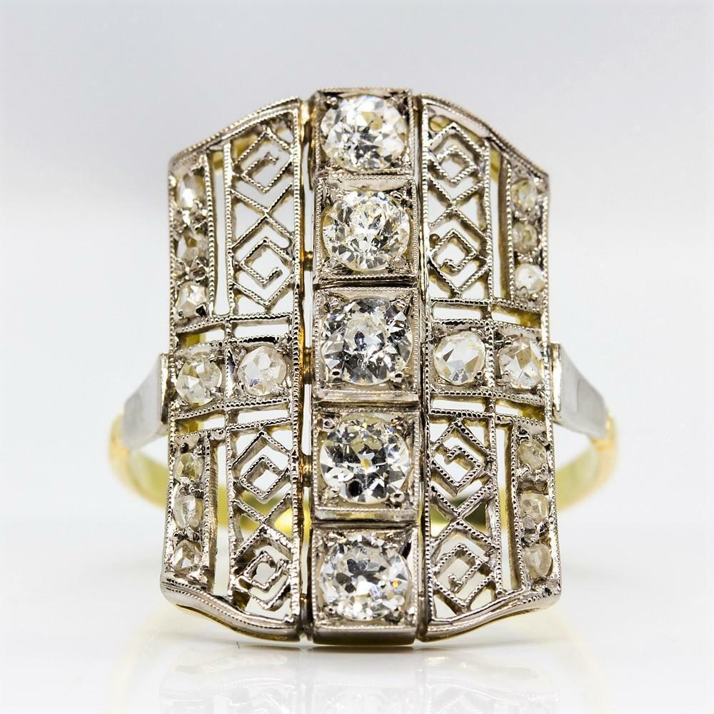 Art Deco 18K Gold & Platinum Diamond Ring (1 of 7)