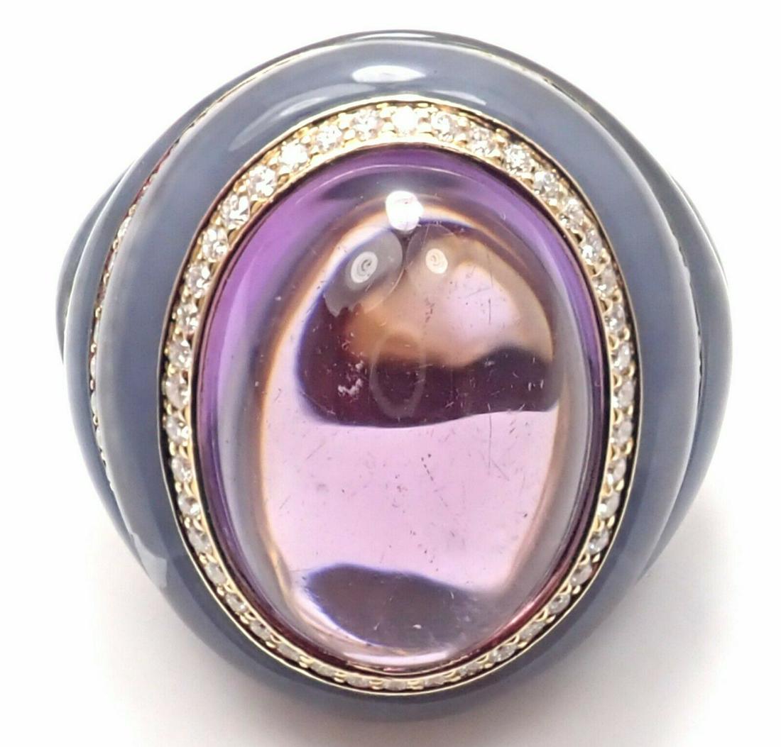 Bvlgari Bulgari 18k Yellow Gold Diamond Chalcedony Amethyst Large Ring (1 of 18)
