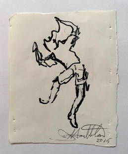 Richard Hambleton: Dancing Figure: Artist: Richard Hambleton Title: Dancing Figure Medium: Ink on paper Size/Format: 4.75" x 4" Additional Information: Richard Hambleton- "Figure Dancing" - Ink on paper . Measures 4.75" x 4" inches. Si