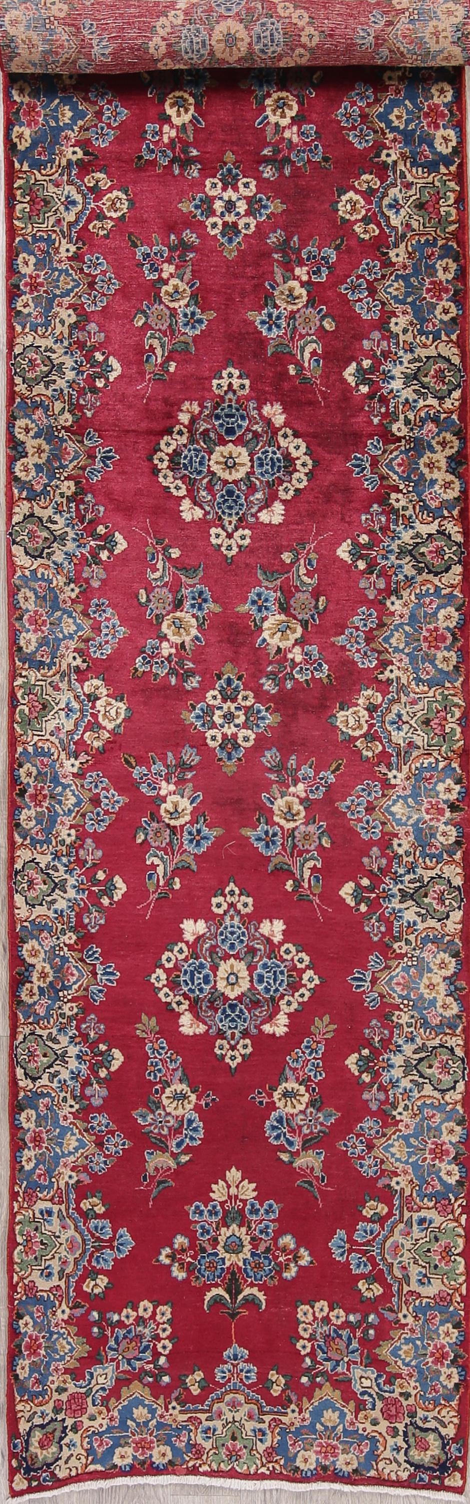 Antique Floral Kerman Persian Runner Rug 3x14 (1 of 20)