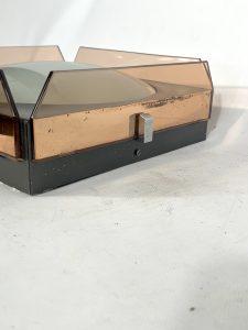 Vintage Italian ceiling lamp by Veca: Vintage condition with evident trace of age and use for this ceiling or wall lamp produced by Veca during the 60s. Full working with EU standard, adaptable on demand for USA standard. "Material glass,